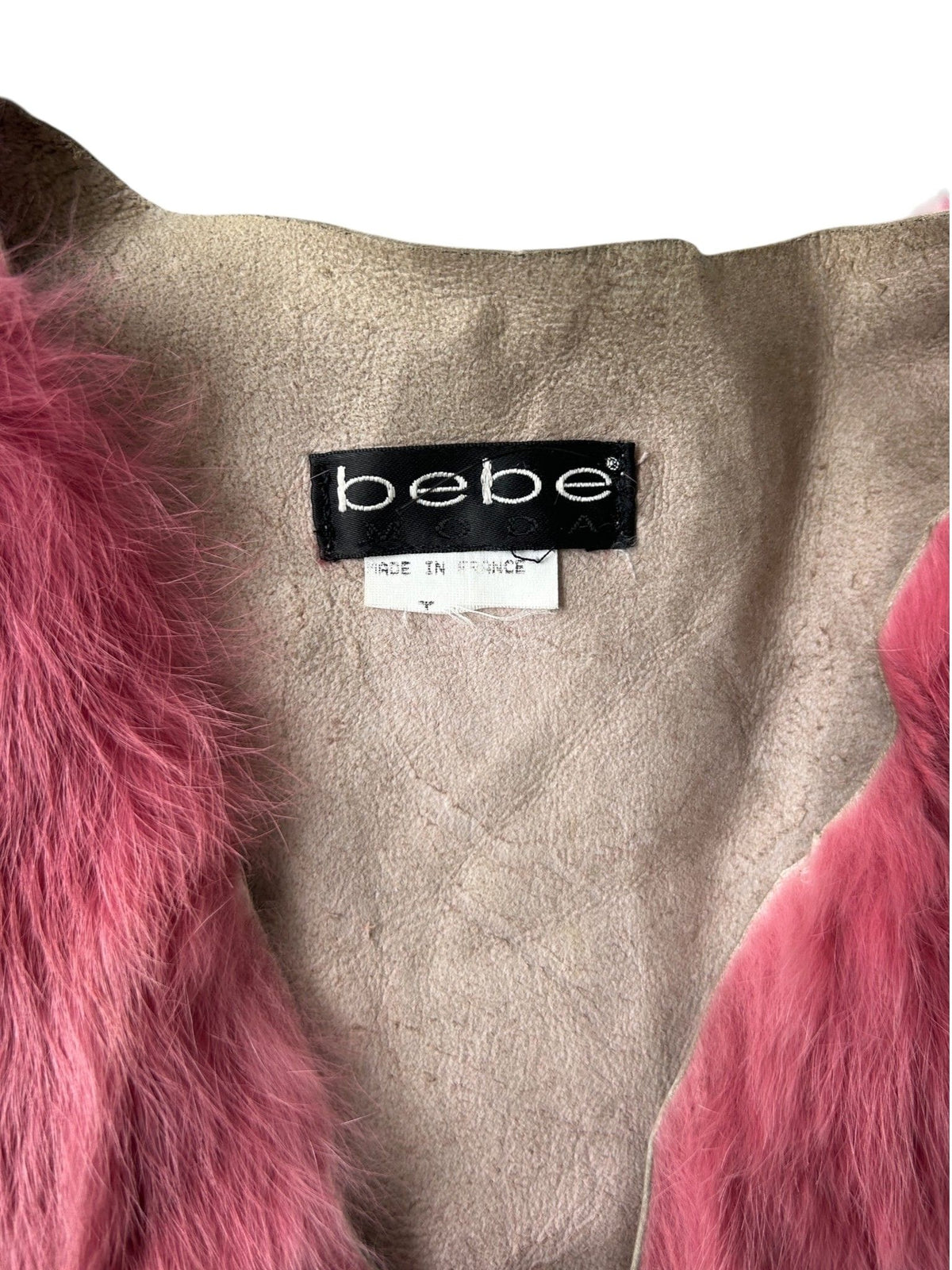 90s bebe Pink Fur Tie-Front Vest (M)