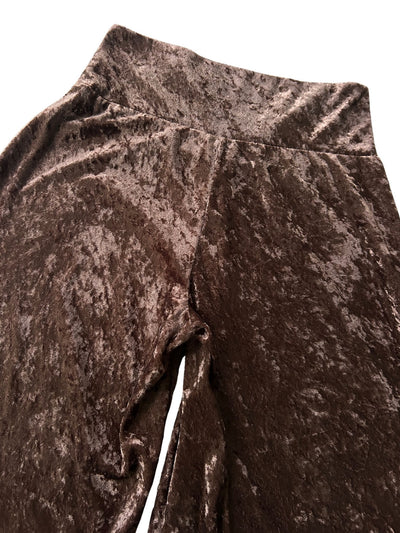 90s Brown Crushed Velvet Wide-Leg Culottes (M)