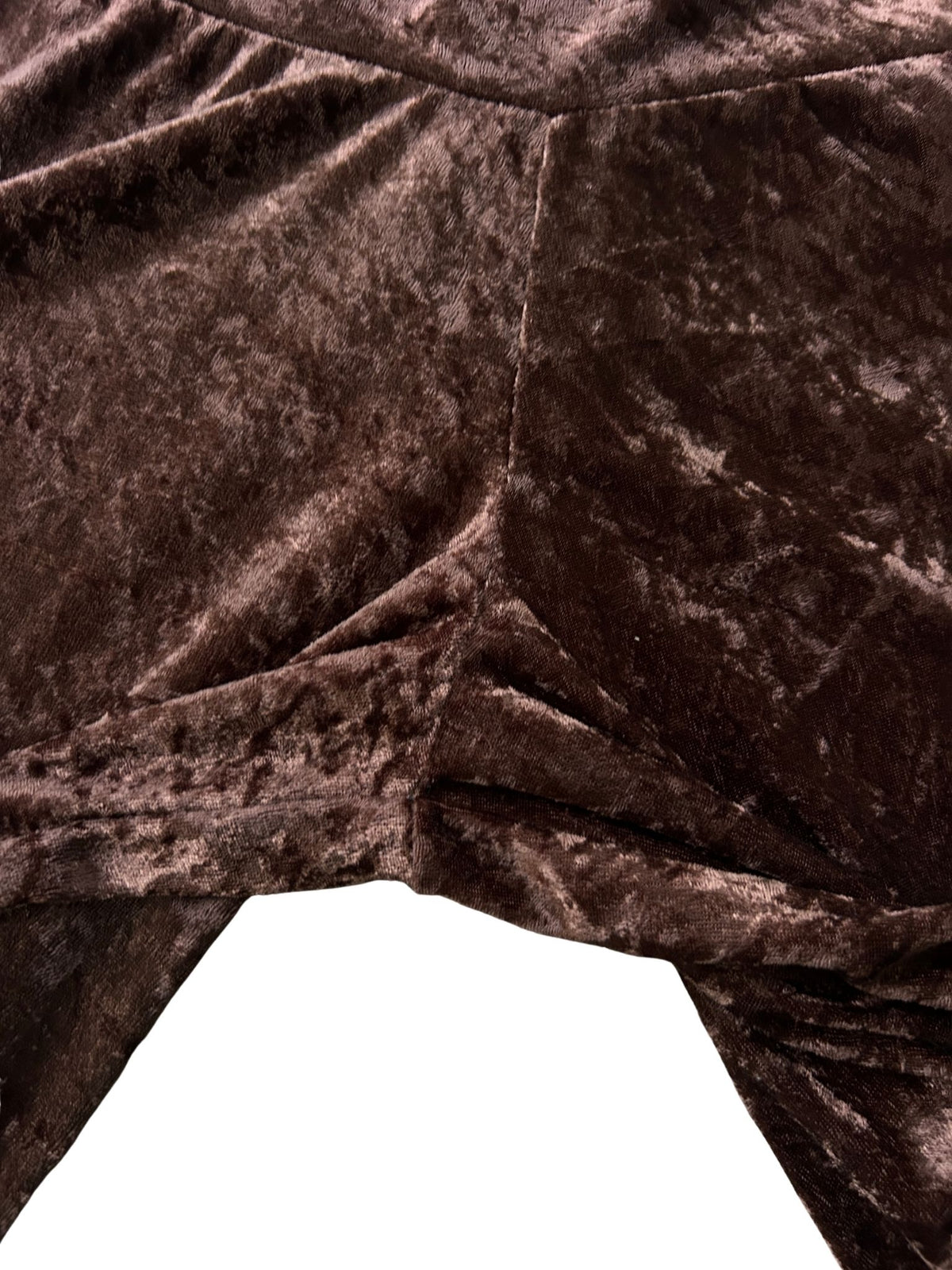 90s Brown Crushed Velvet Wide-Leg Culottes (M)
