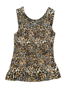 90s Leopard Print Accordion Pleated Tank Top (Plus Size)