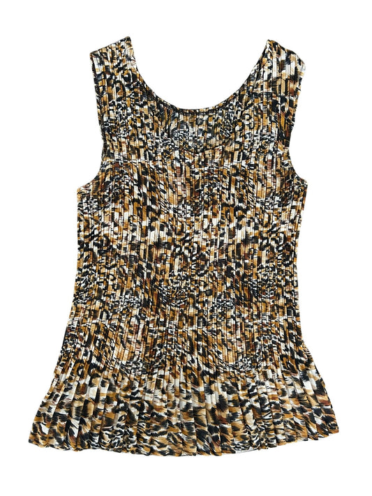 90s Leopard Print Accordion Pleated Tank Top (Plus Size)