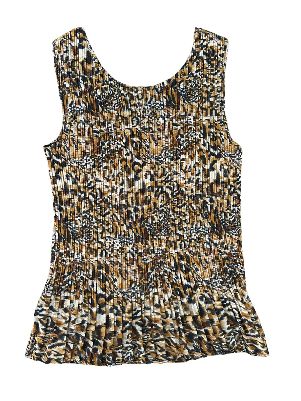 90s Leopard Print Accordion Pleated Tank Top (Plus Size)