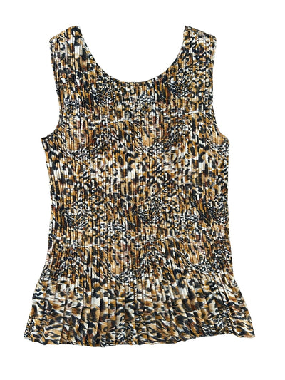 90s Leopard Print Accordion Pleated Tank Top (Plus Size)