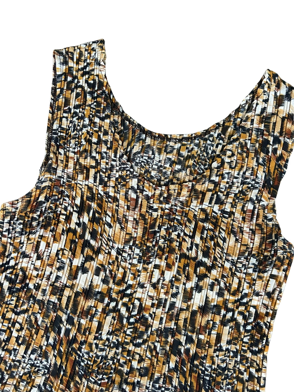 90s Leopard Print Accordion Pleated Tank Top (Plus Size)