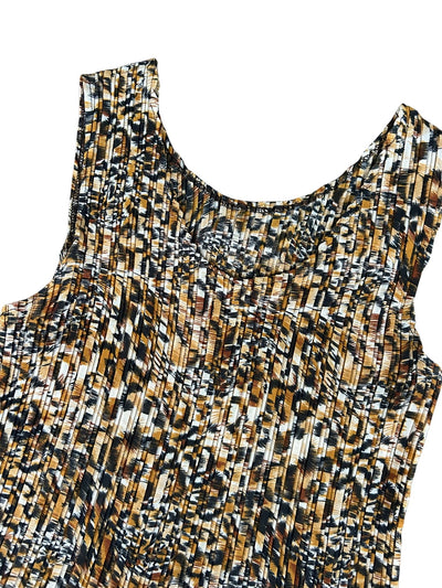 90s Leopard Print Accordion Pleated Tank Top (Plus Size)