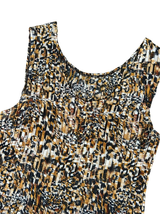 90s Leopard Print Accordion Pleated Tank Top (Plus Size)