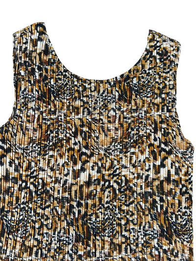 90s Leopard Print Accordion Pleated Tank Top (Plus Size)