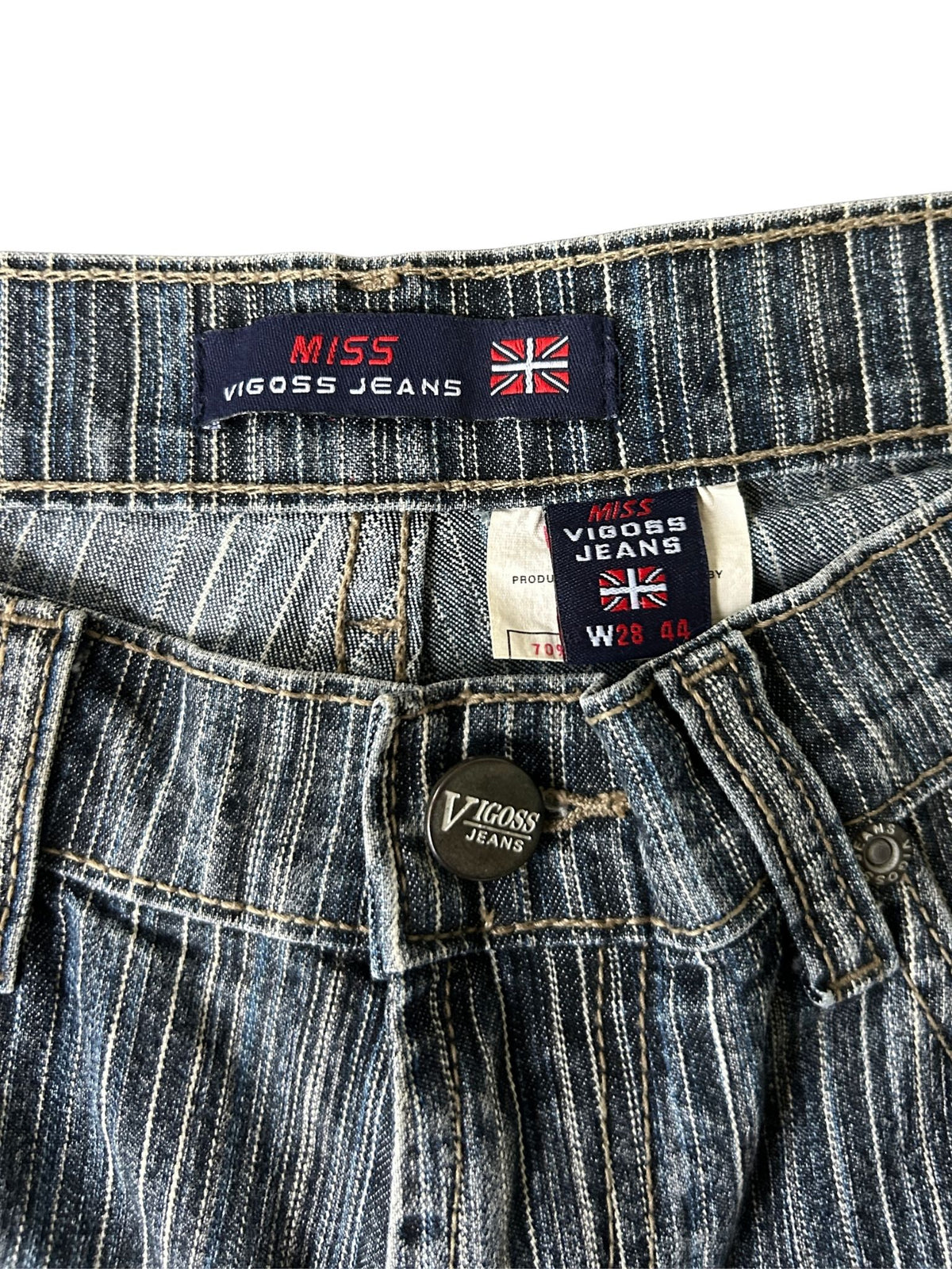 Y2k Pinstripe Flare Leg Jeans (S)