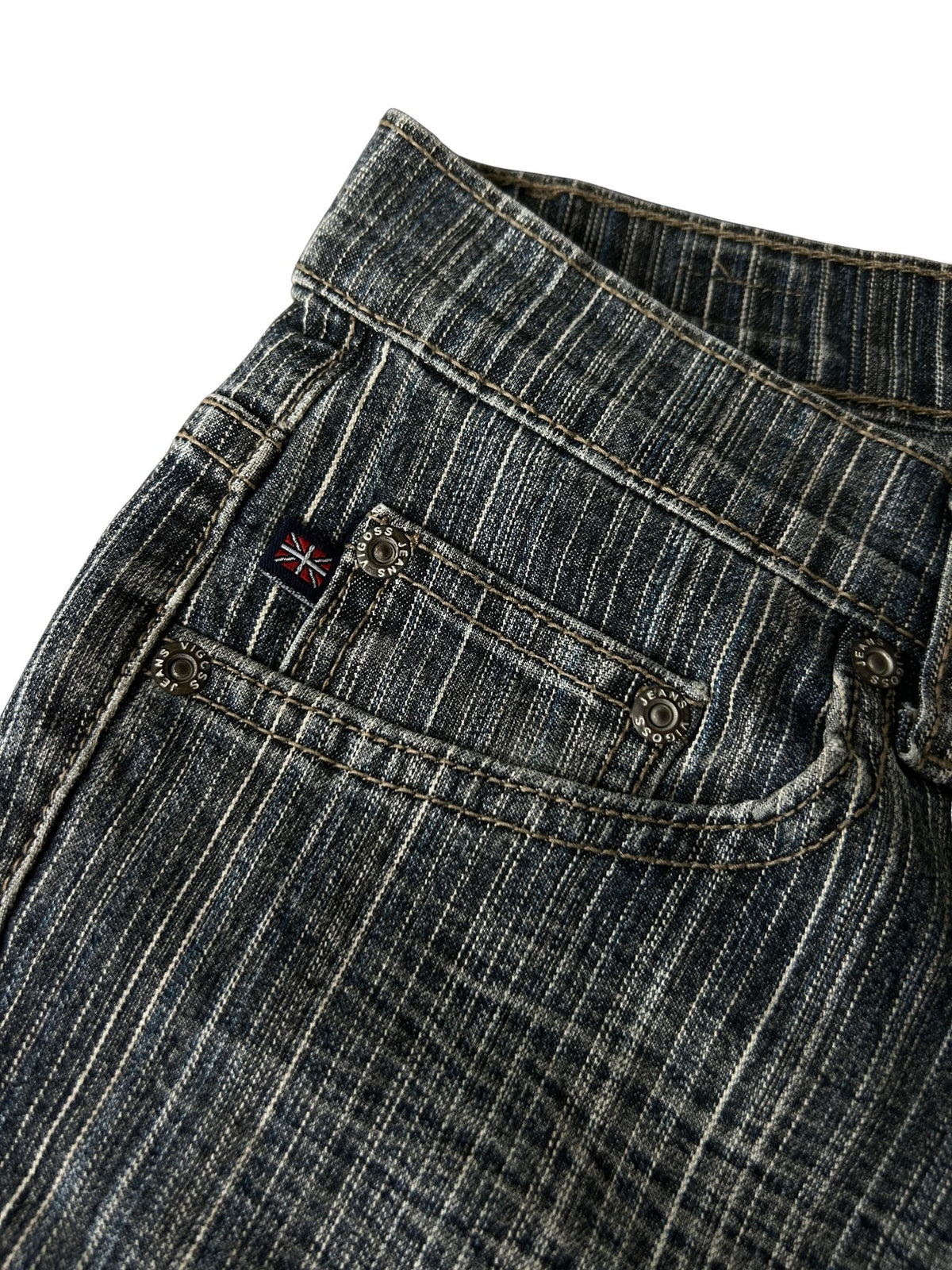 Y2k Pinstripe Flare Leg Jeans (S)