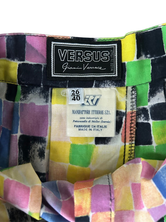 90s Versace Versus Checkered Pleated Mini Skirt (S)