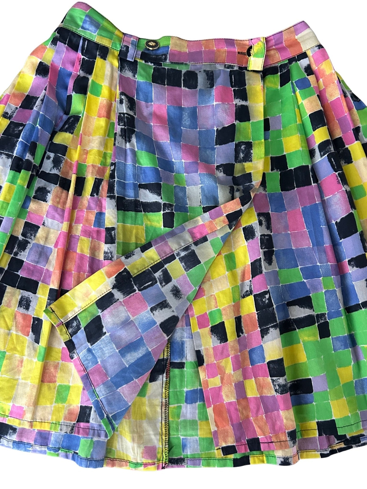 90s Versace Versus Checkered Pleated Mini Skirt (S)