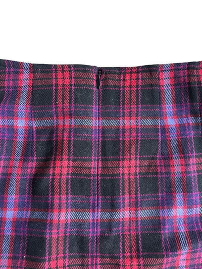 Y2k Plaid Mini Skirt with Velvet Stripe Trim (M)