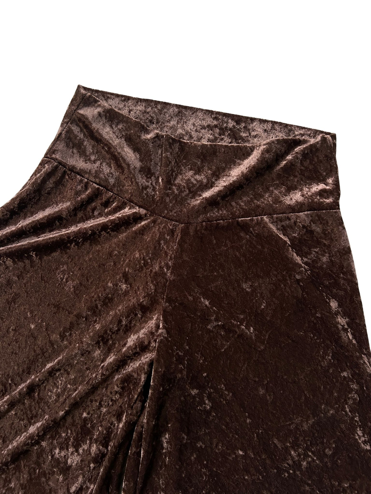 90s Brown Crushed Velvet Wide-Leg Culottes (M)