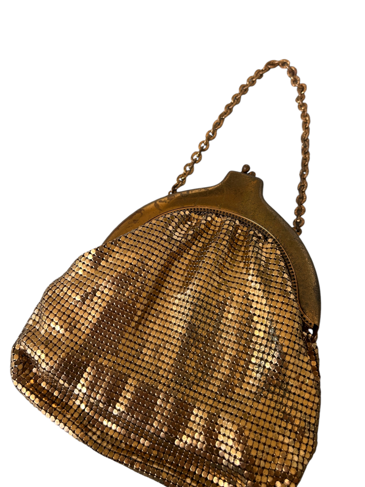 50s Vintage Gold Chainmail Kiss-Lock Evening Bag