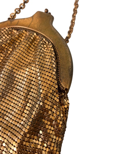 50s Vintage Gold Chainmail Kiss-Lock Evening Bag
