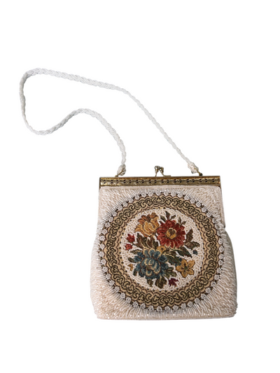 60s Beaded Tapestry Floral Evening Bag