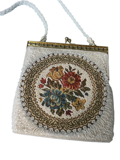 60s Beaded Tapestry Floral Evening Bag