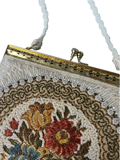 60s Beaded Tapestry Floral Evening Bag