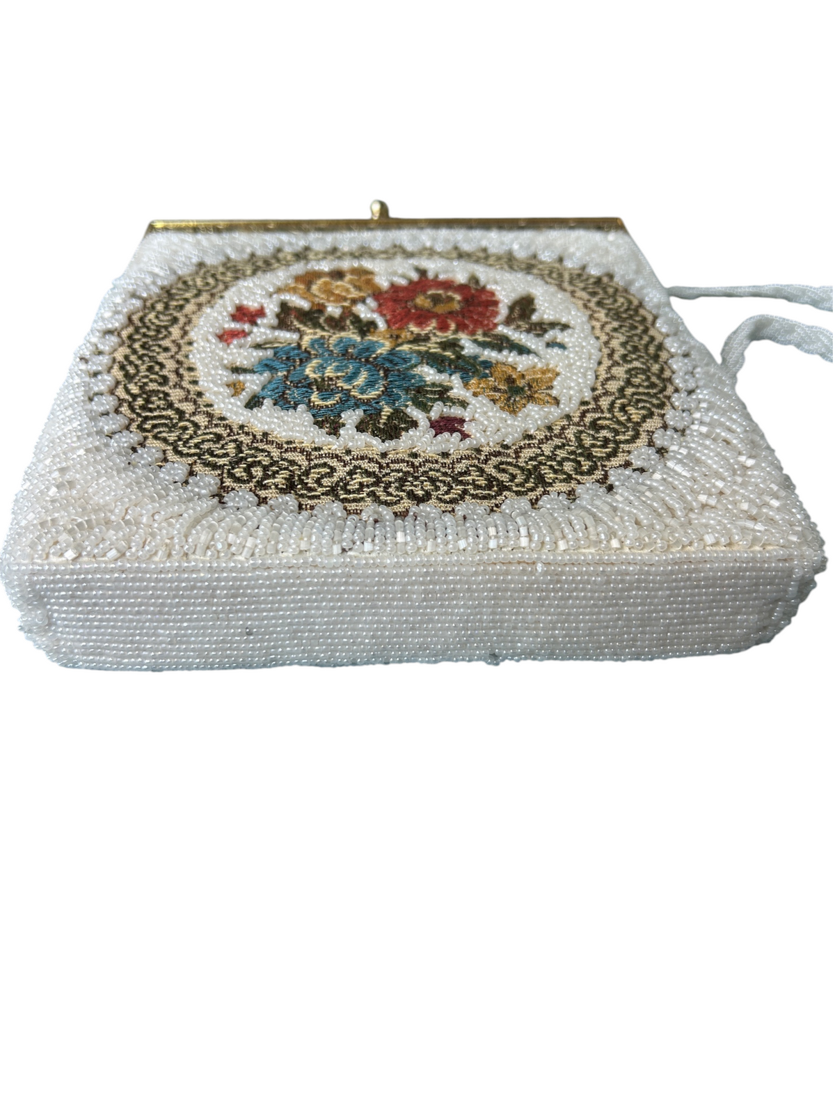 60s Beaded Tapestry Floral Evening Bag