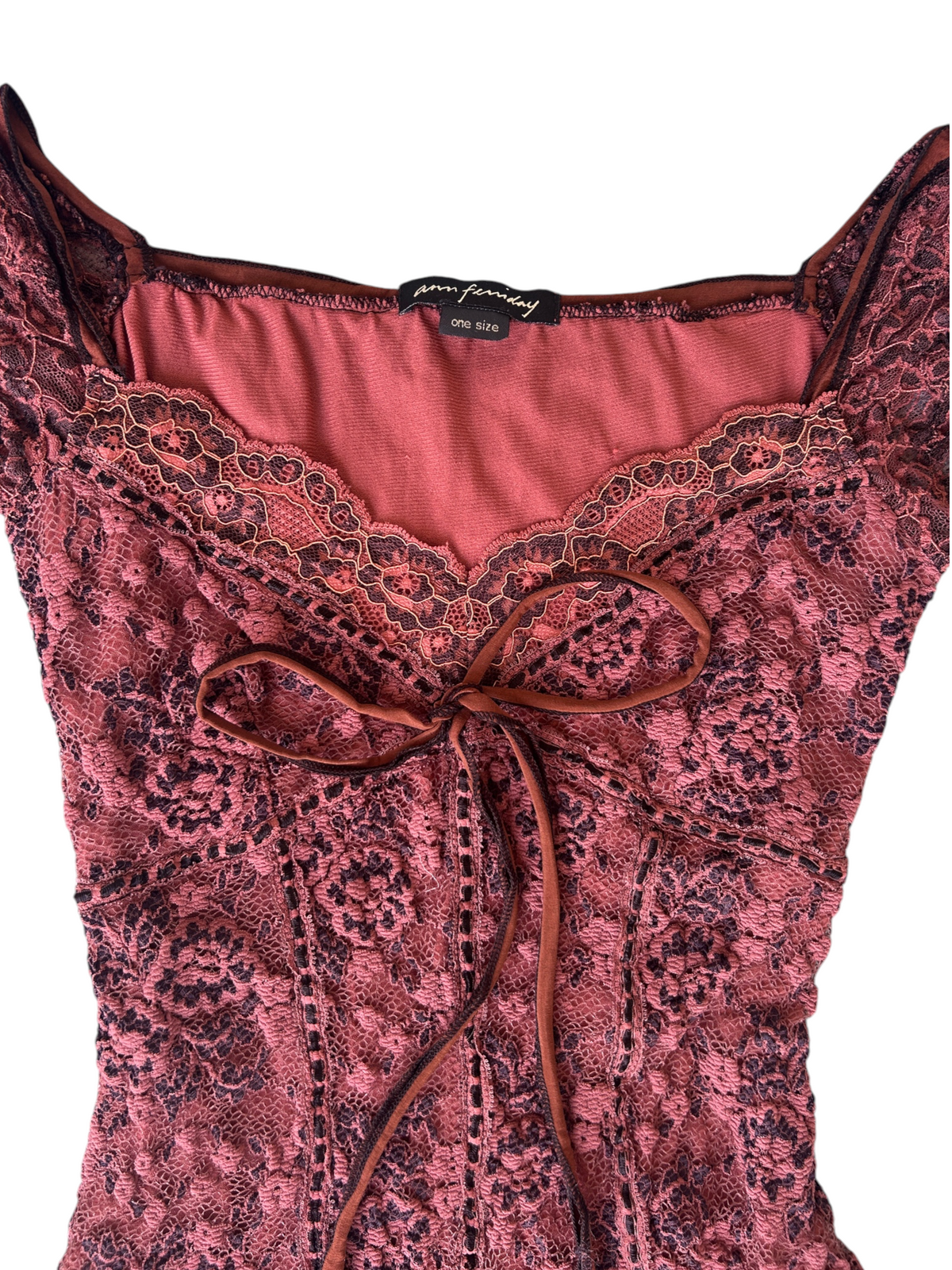 Y2k Ann Ferriday Lace Corset-Style Top (S)