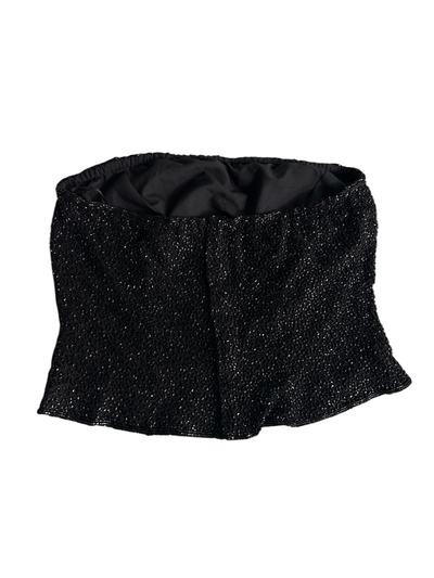 90s Silk Black Beaded Strapless Tube Top -- New with Tags (M)