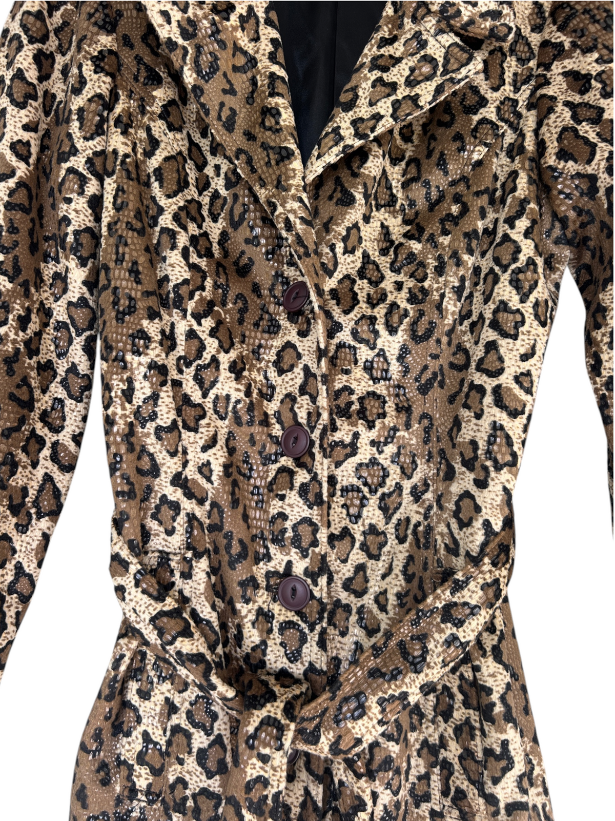 Y2k Betsey Johnson Leopard Print Belted Trench Coat (XS)