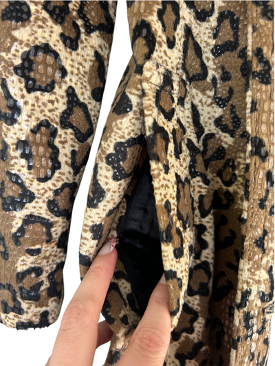 Y2k Betsey Johnson Leopard Print Belted Trench Coat (XS)
