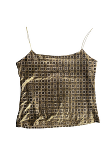90s Gold Metallic Geometric Print Cami (S)