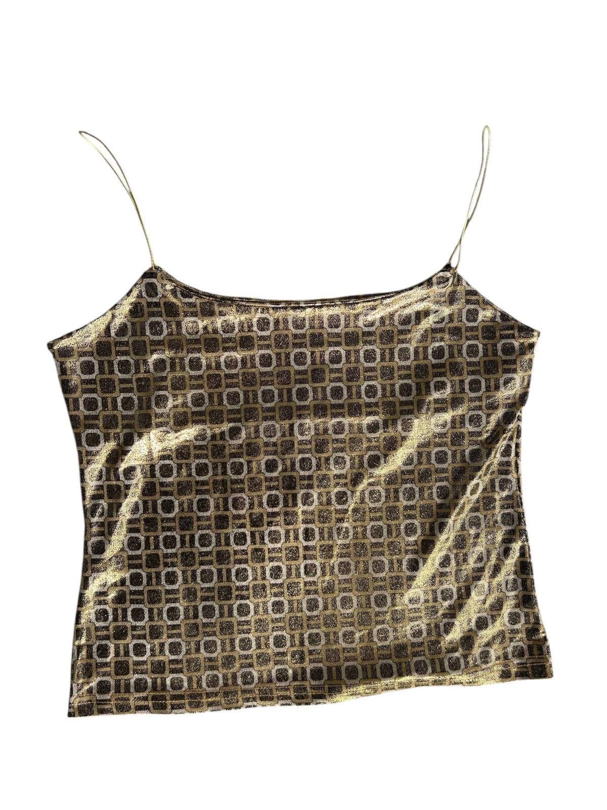 90s Gold Metallic Geometric Print Cami (S)