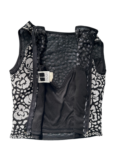90s Black & White Beaded Floral Tank Top (S)