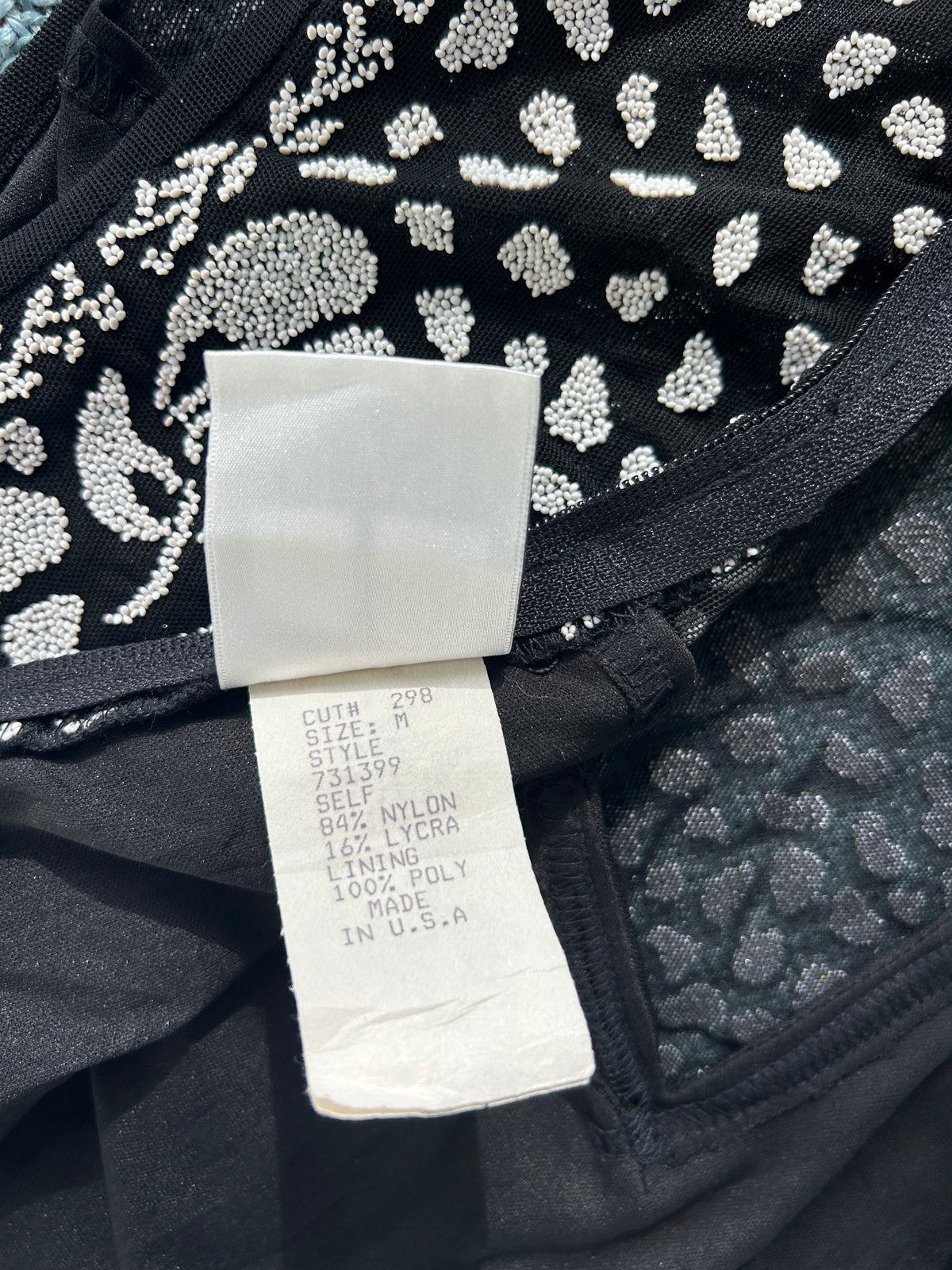 90s Black & White Beaded Floral Tank Top (S)