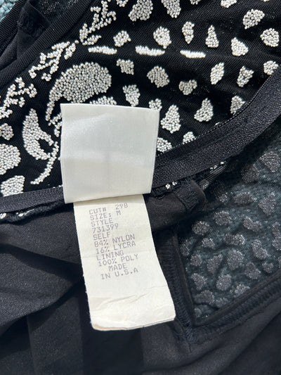 90s Black & White Beaded Floral Tank Top (S)
