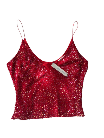 70s Red Sequin Cami Top -- New with Tags (M)