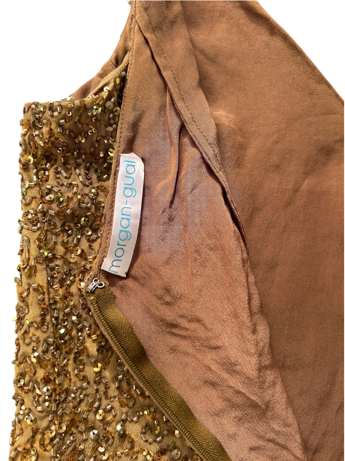 70s Gold Beaded V-Neck Top -- New with Tags (S)