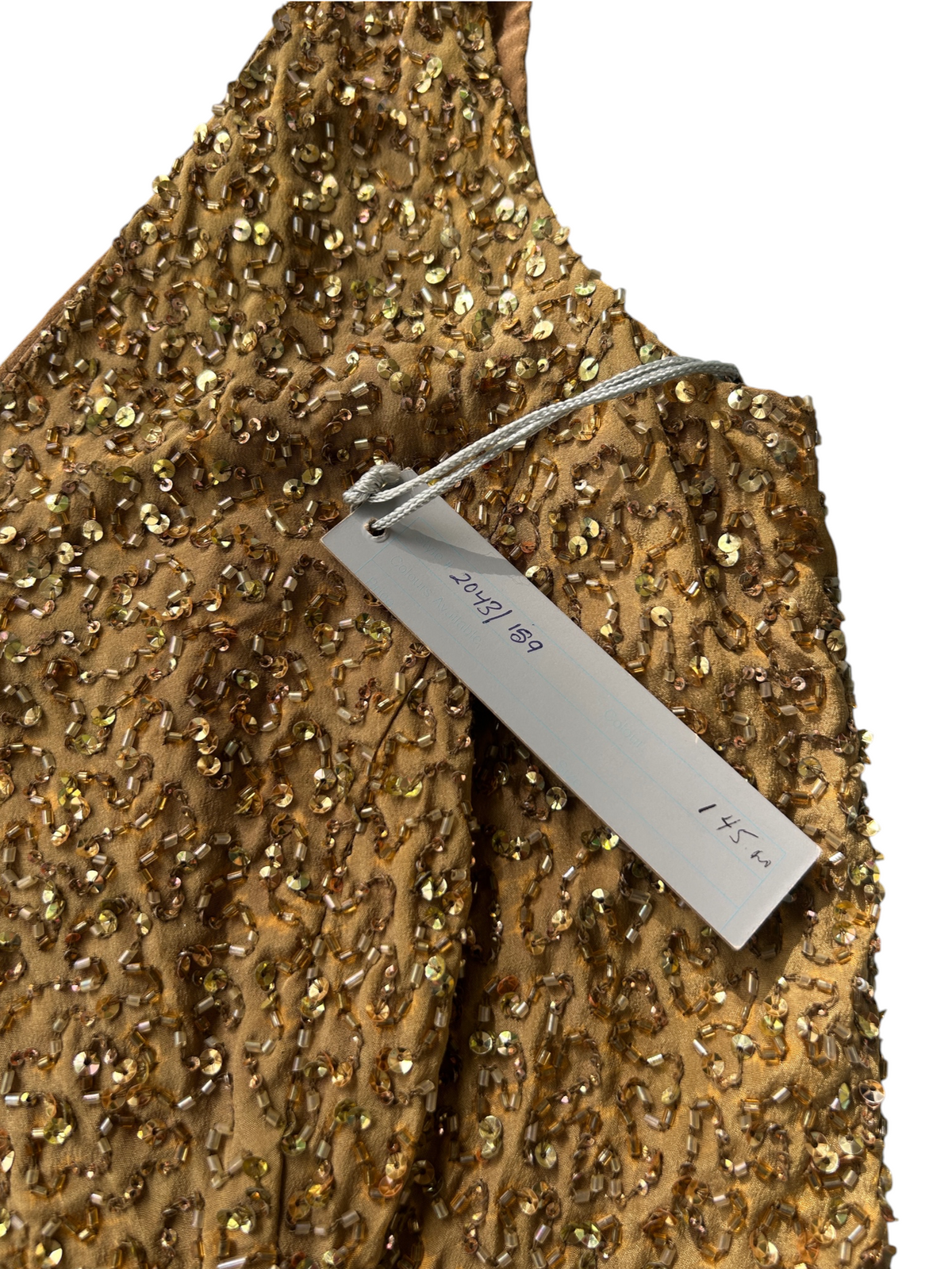 70s Gold Beaded V-Neck Top -- New with Tags (S)