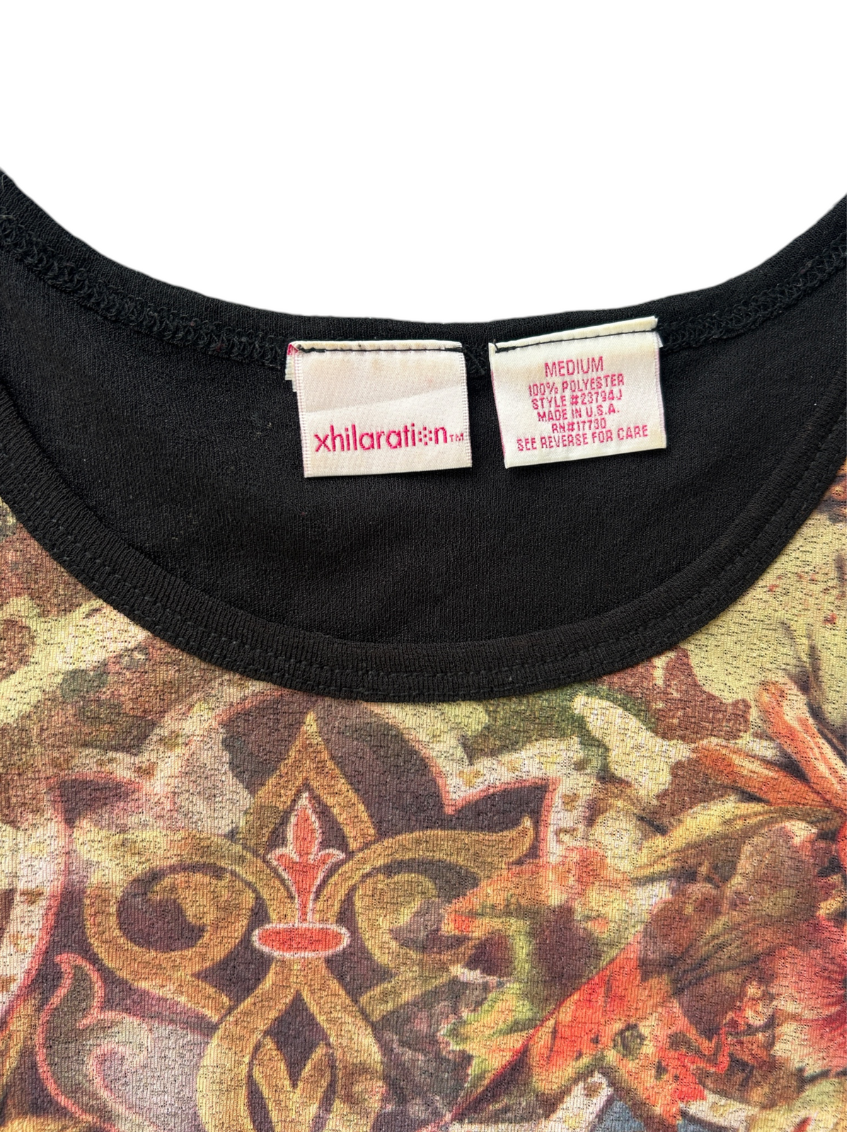Y2k Mesh Tapestry Floral Print Tank Top (M)
