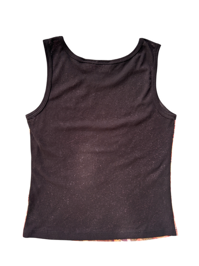 Y2k Mesh Tapestry Floral Print Tank Top (M)