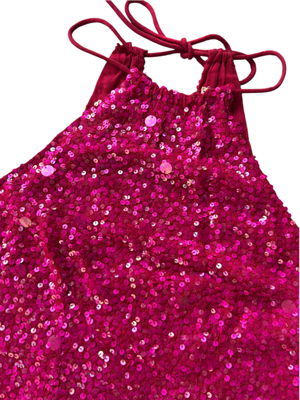 70s Hot Pink Sequin Tank Top (XS)