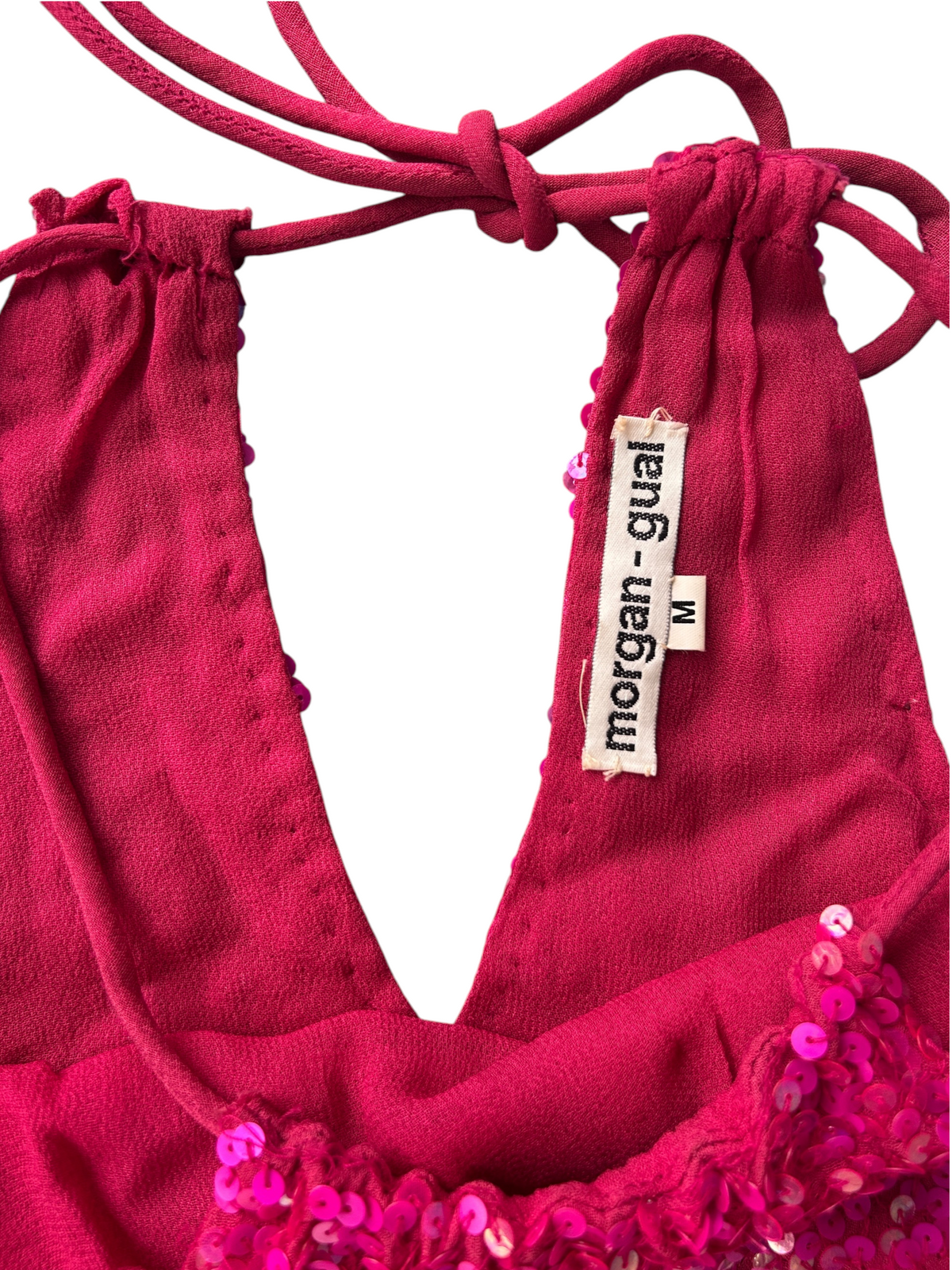 70s Hot Pink Sequin Tank Top (XS)