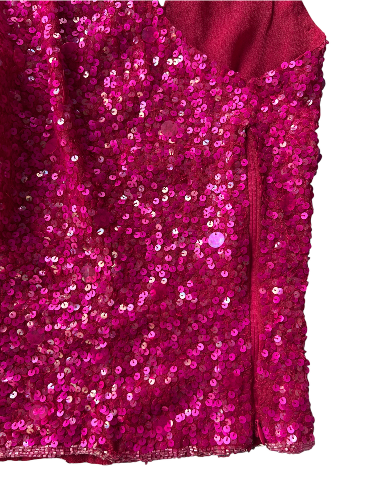 70s Hot Pink Sequin Tank Top (XS)
