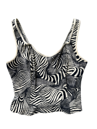 90s Black & White Swirl Print Corset Tank (XS)