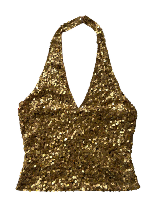 70s Gold Sequin Halter Top -- New with Tags (S)