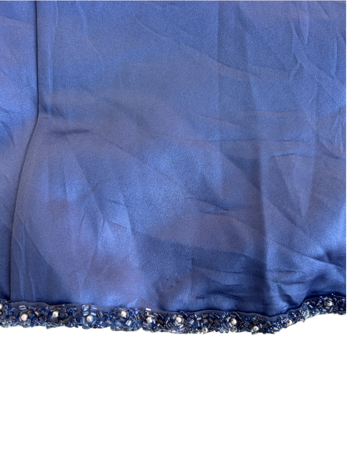90s Blue Satin Beaded Strapless Top (L)