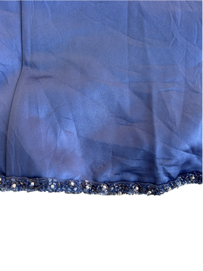 90s Blue Satin Beaded Strapless Top (L)