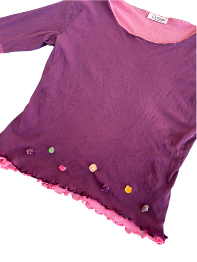 90s Purple Mesh Top with Floral Gem Detail (L)