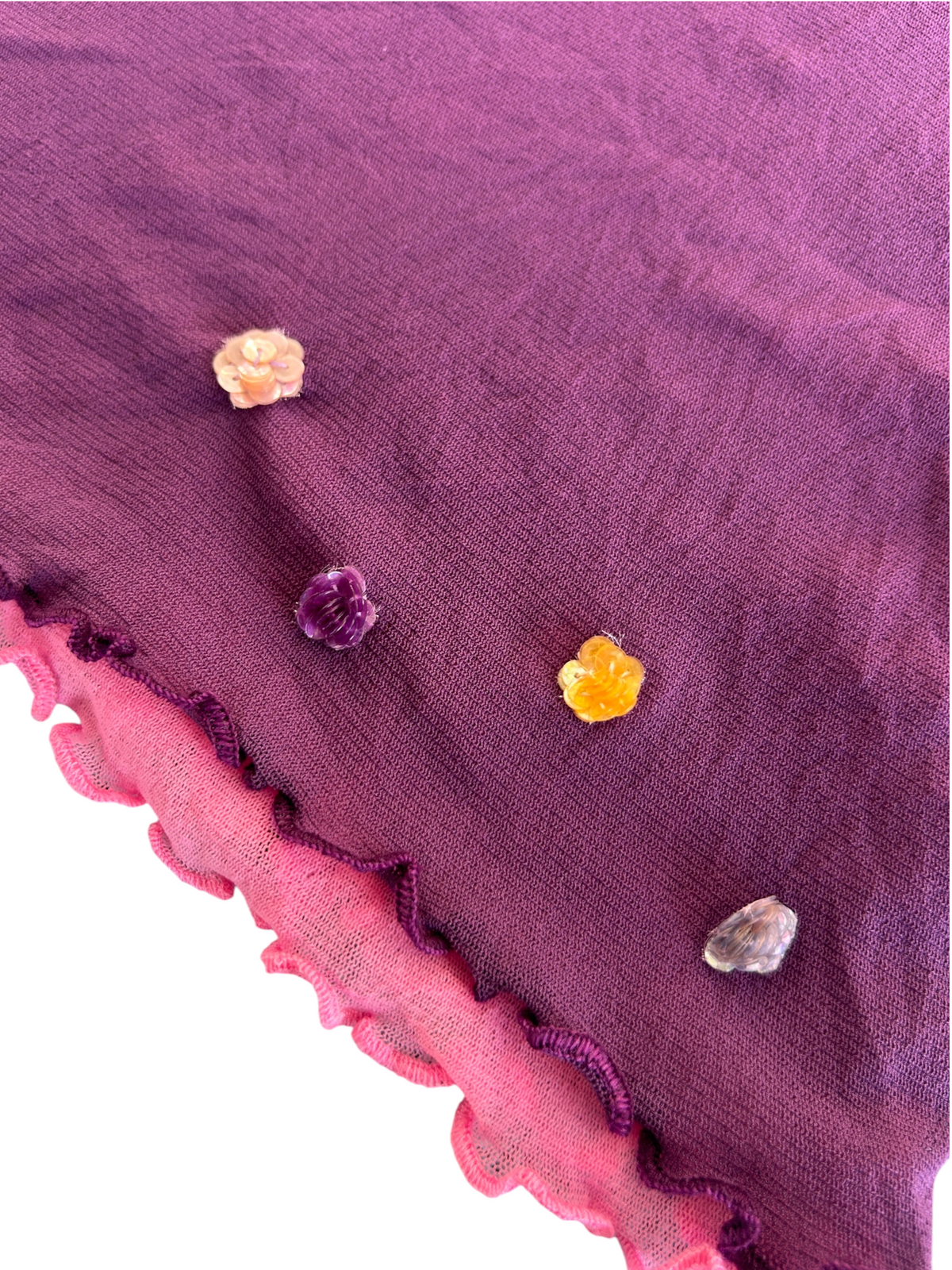 90s Purple Mesh Top with Floral Gem Detail (L)