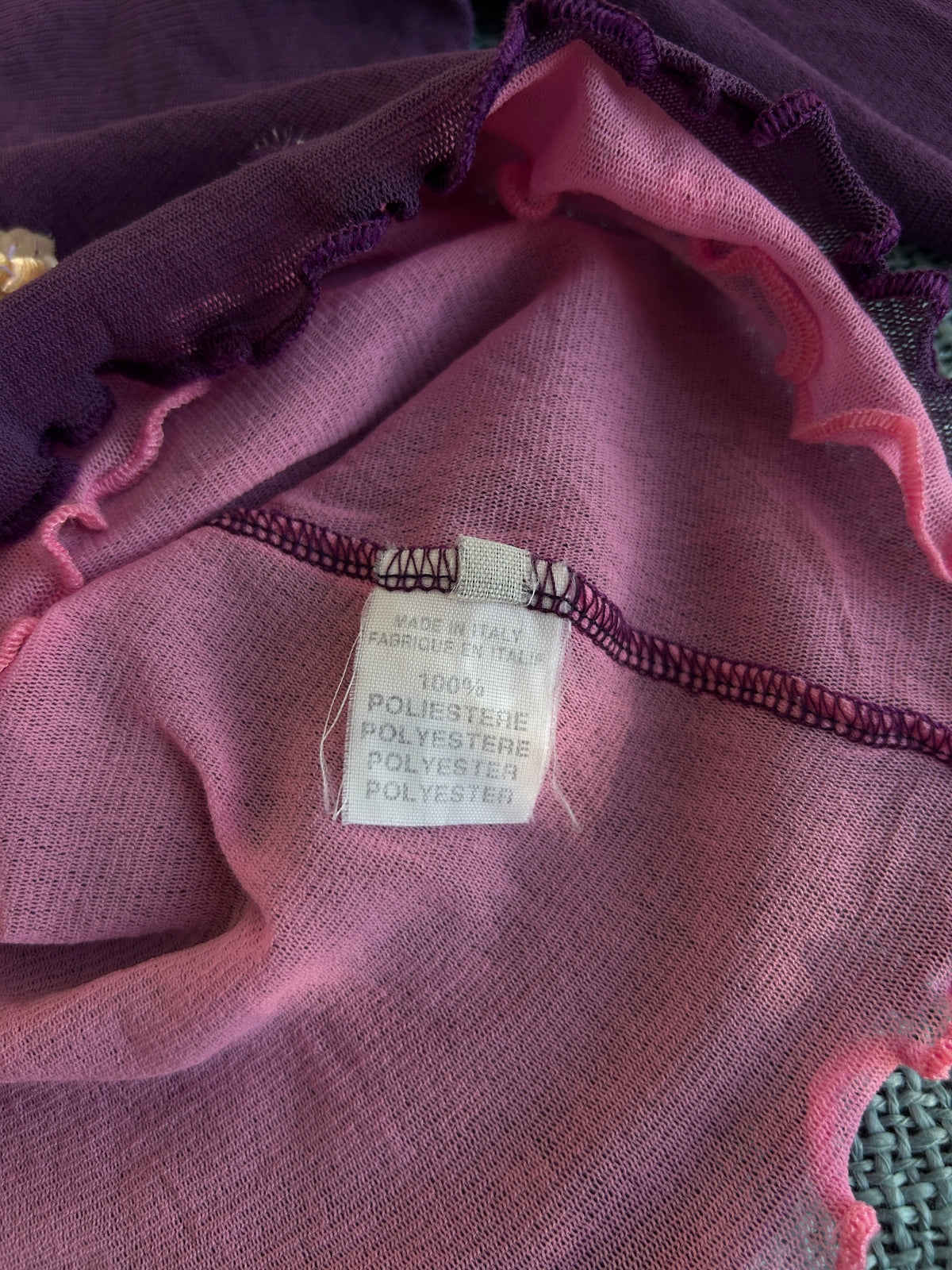 90s Purple Mesh Top with Floral Gem Detail (L)