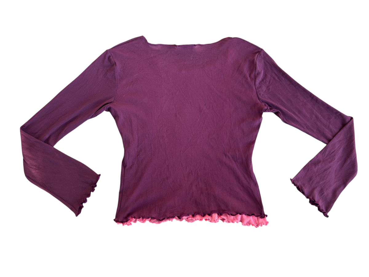 90s Purple Mesh Top with Floral Gem Detail (L)
