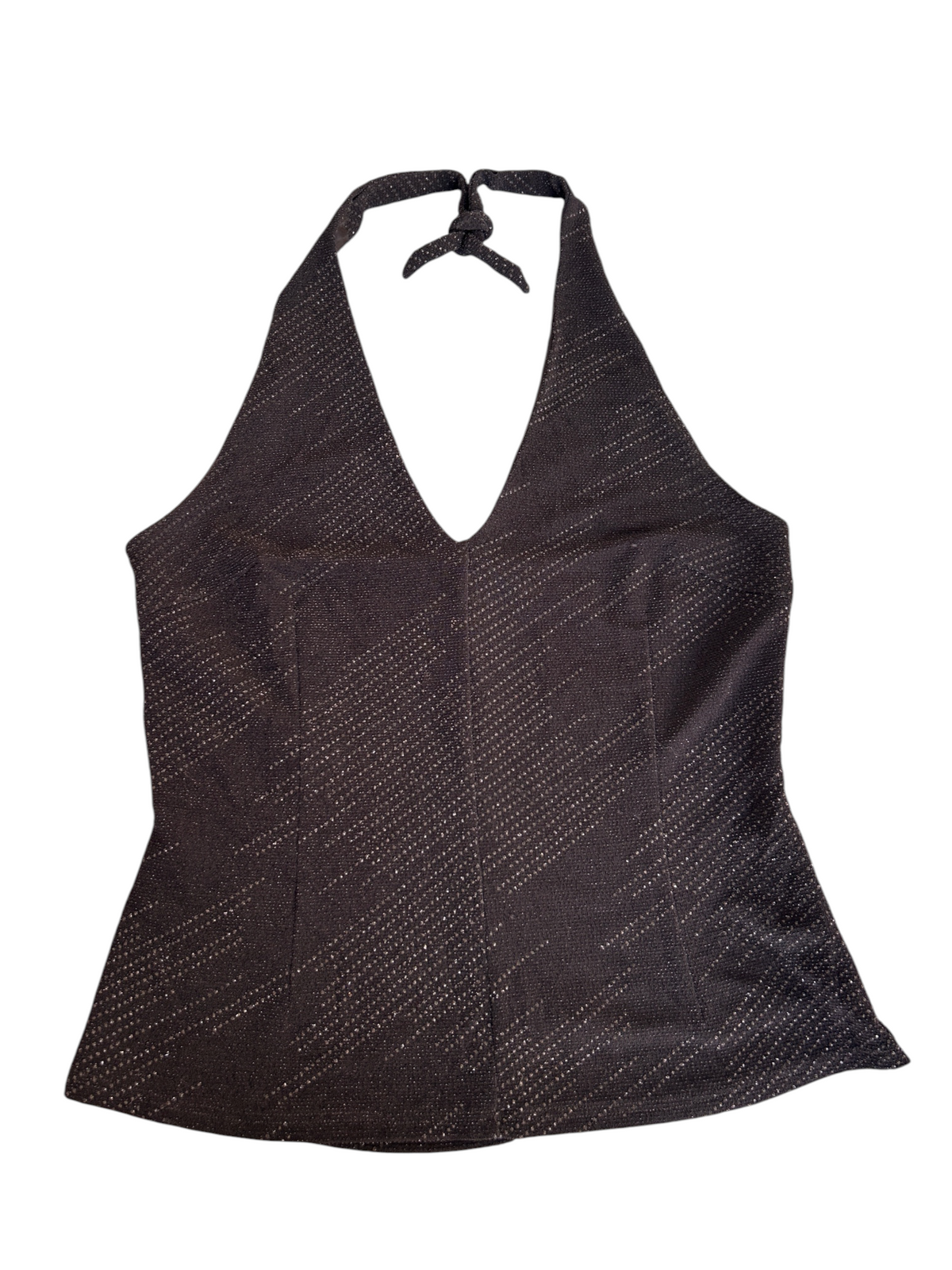 90s Black Metallic Pinstripe Halter Top (L)