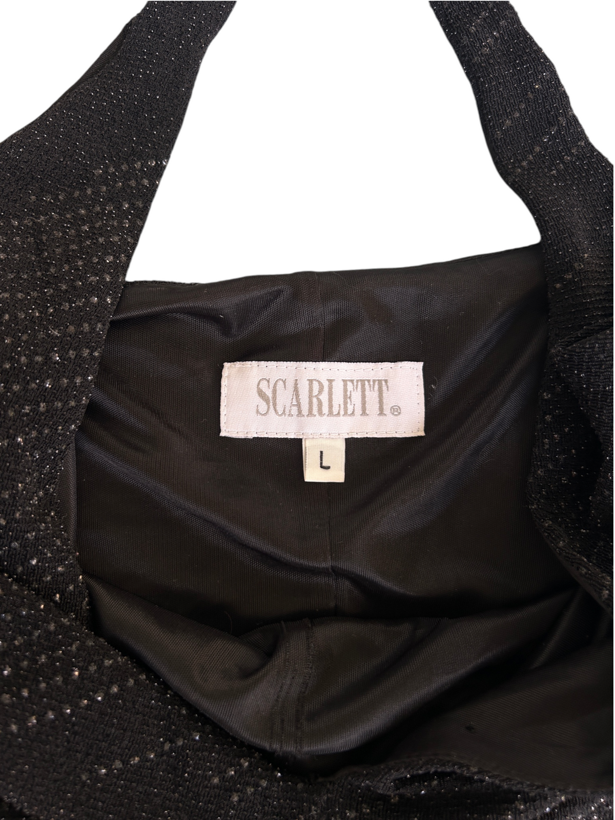 90s Black Metallic Pinstripe Halter Top (L)